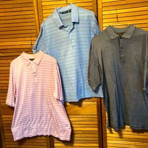 3 Bobby Jones s/s golf shirts. 100% cotton 2 large  and 1 last in photo XL